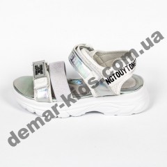 Детские босоножки Lilin Shoes B058-2-1 бело-серебряные большие